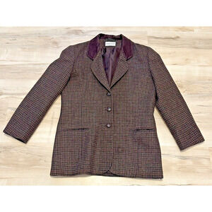 Women's Dark Brown Checkered Blazer